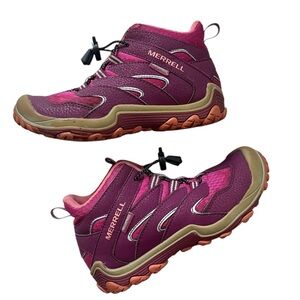 MERRELL CHAMELEON MID HIKING BOOTS PURPLE PINK SIZE 2 YOUTH